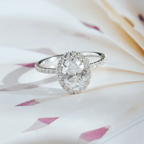 Oval Halo Engagement Ring With Pavé
