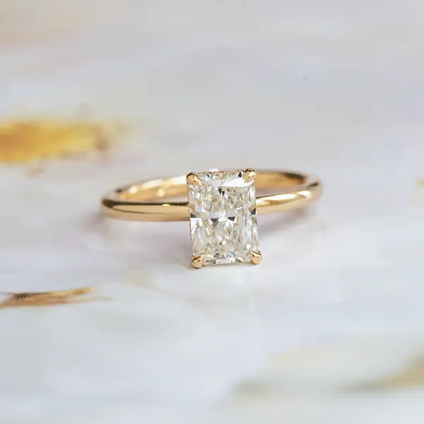 Radiant Engagement Ring With Hidden Halo