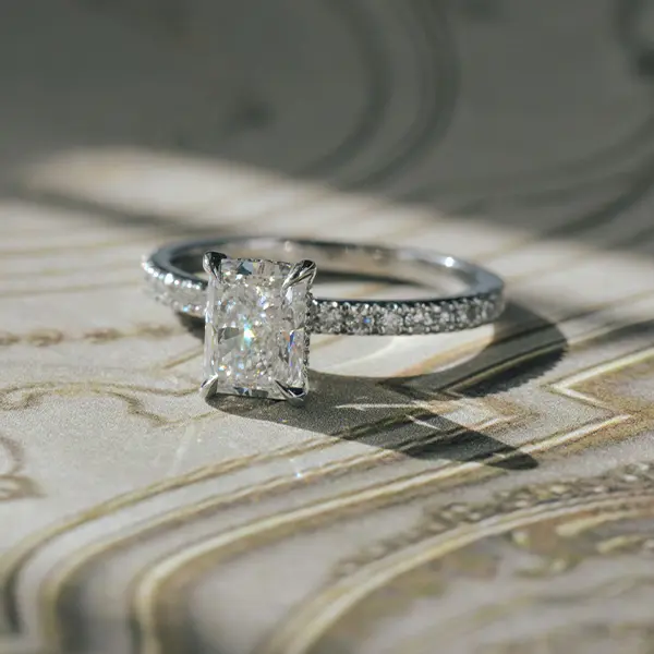 Radiant Pavé Engagement Ring With Hidden Halo
