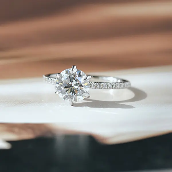 Round 6-Prong Pavé Engagement Ring