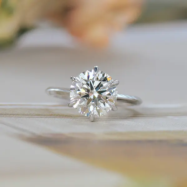 Round 6-Prong Engagement Ring With Knife-Edge