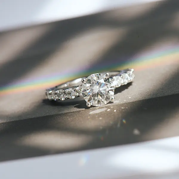 Round Shared Prong Engagement Ring