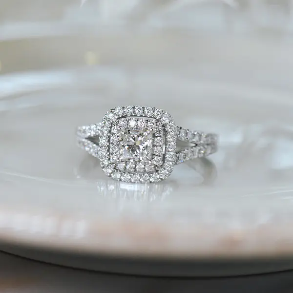 Princess Double Halo Engagement Ring