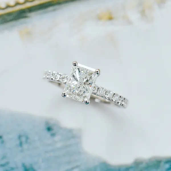 Radiant Round Prong Pave Engagement Ring