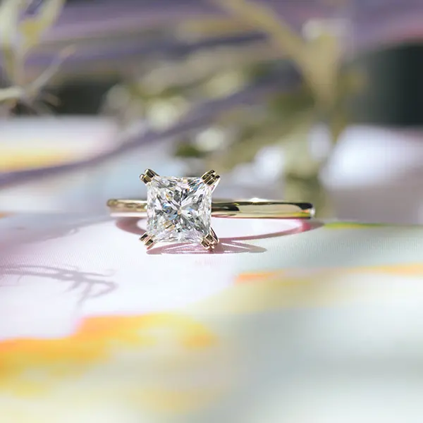 Princess Solitaire Engagement Ring With Double Prongs