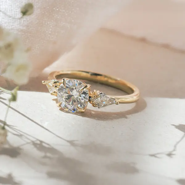 Round and Kite-Shaped 3-Stone Engagement Ring