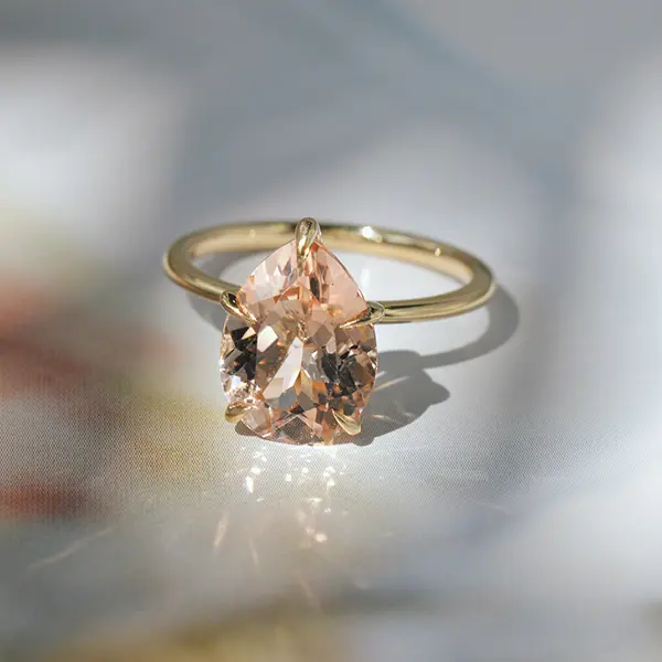Pear Morganite Pear Solitaire Engagement Ring