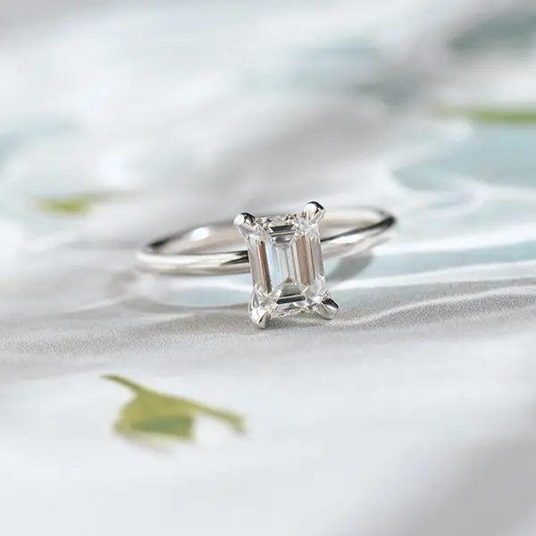 Classic Emerald-Cut Solitaire Engagement Ring
