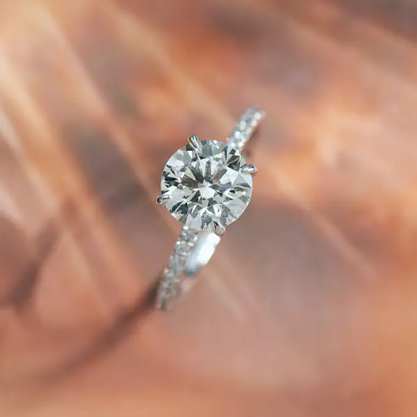 Round 4-Prong Pavé Engagement Ring