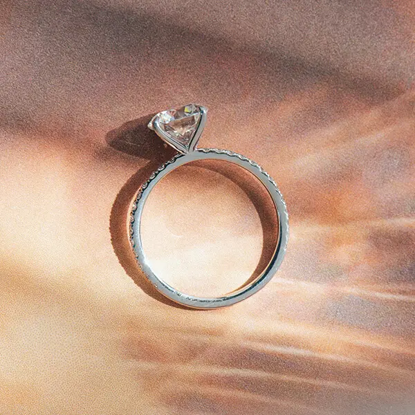 Round 4-Prong Pavé Engagement Ring