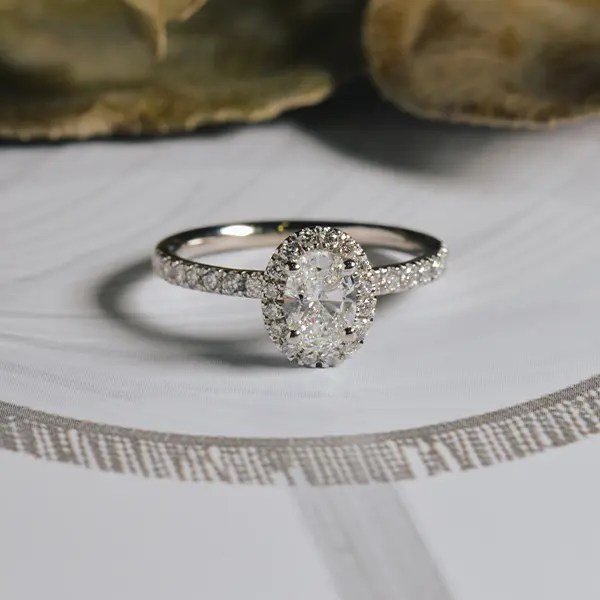 Oval Halo Engagement Ring With Pavé