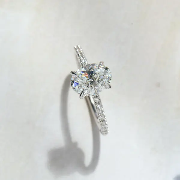 Oval Pave Engagement Ring With Claws