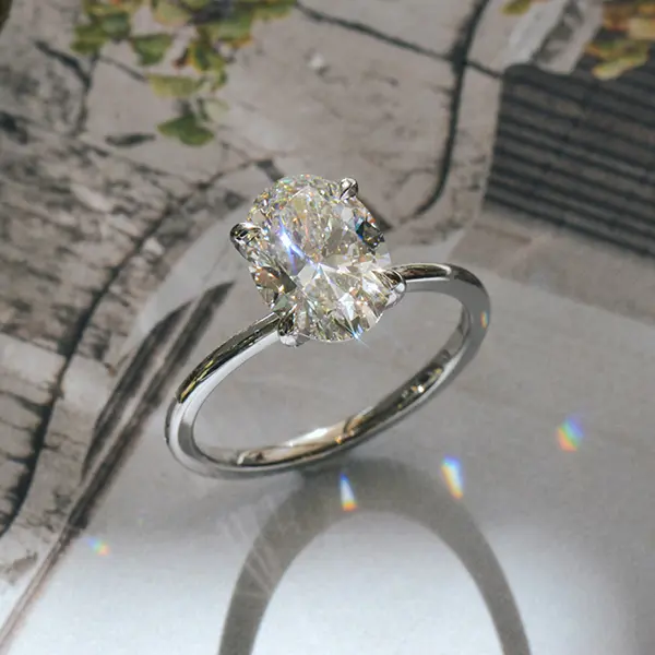 Oval Solitaire Engagement Ring With Hidden Halo-profile
