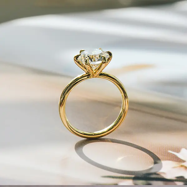 Classic Round Engagement Ring with 6-Prong Bear Claw Tips-profile