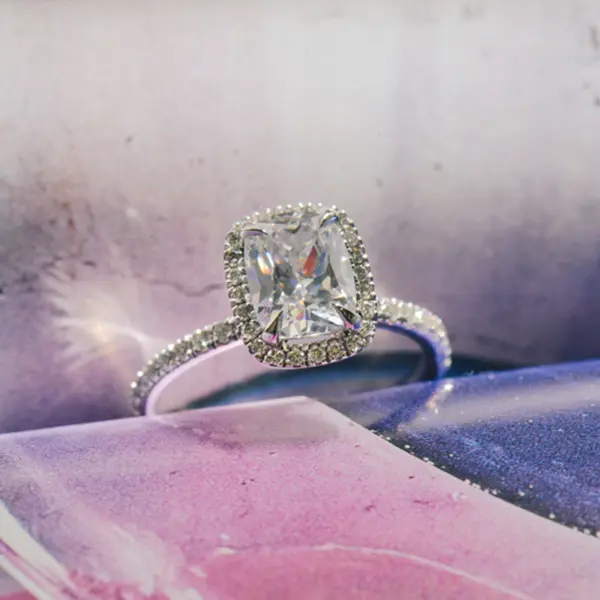 Cushion Halo Pavé Engagement Ring