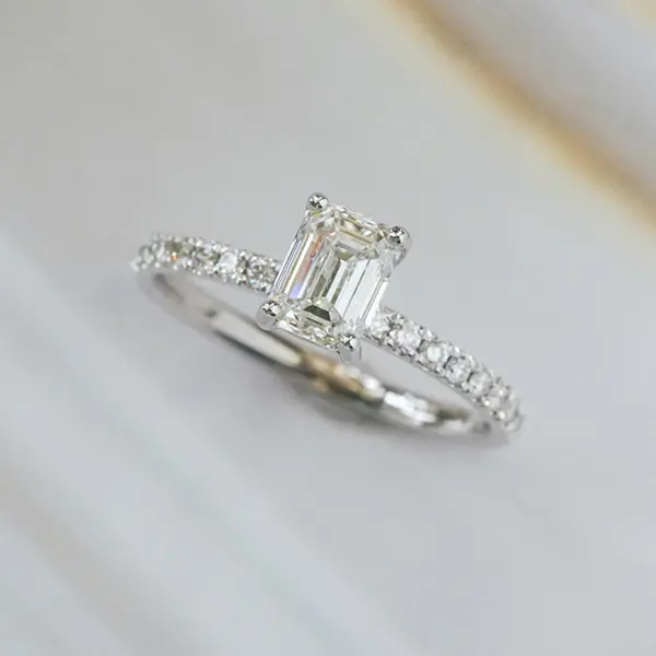 Classic Pavé Emerald Engagement Ring