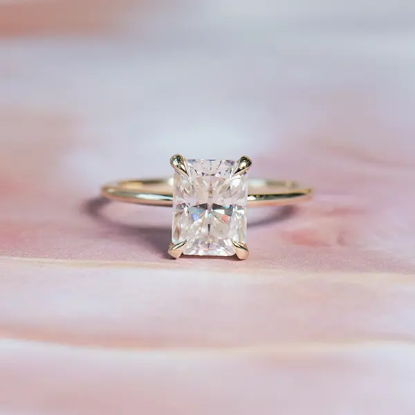 Radiant Moissanite Engagement Ring With Hidden Halo