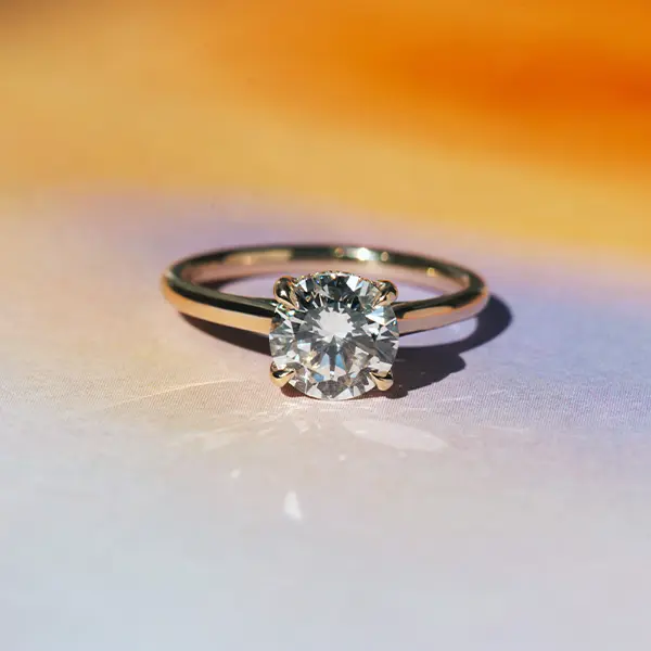 Round Hidden Halo Engagement Ring With Trellis