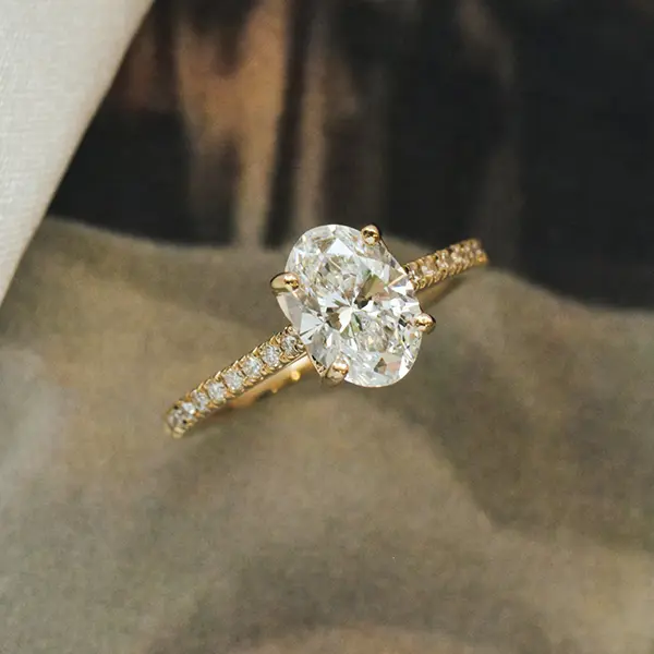 Oval Engagement Ring With Pavé Cathedral Setting