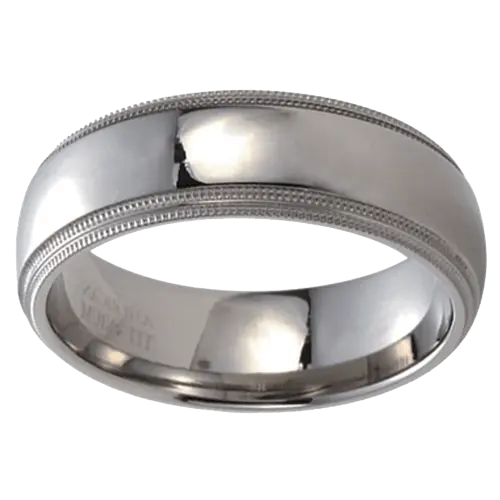 Double Milgrained Titanium Ring
