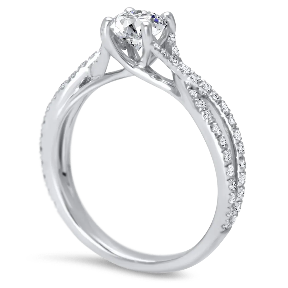Split Shank Ribbon Trellis Pave Ring
