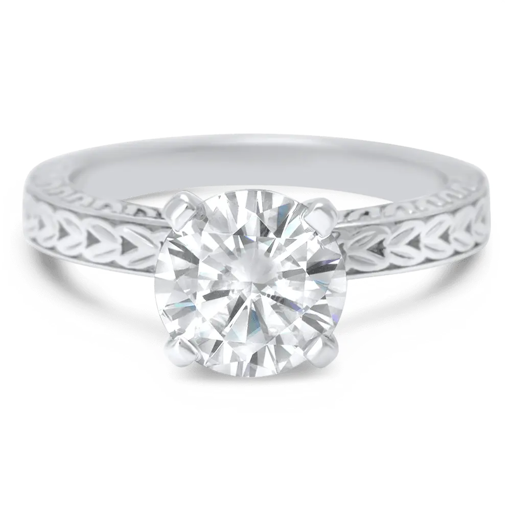 Hand Engraved Solitaire Ring