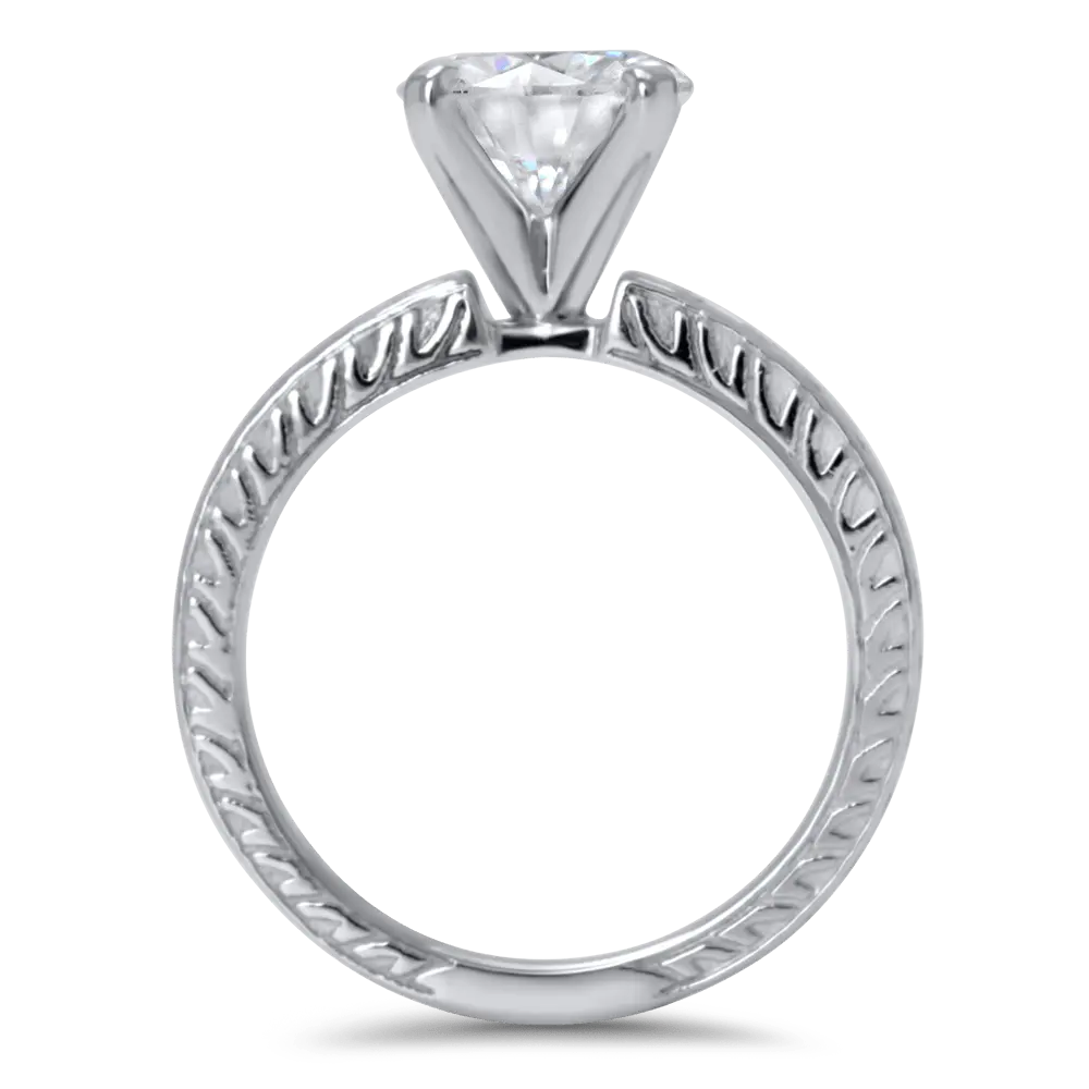 Hand Engraved Solitaire Ring