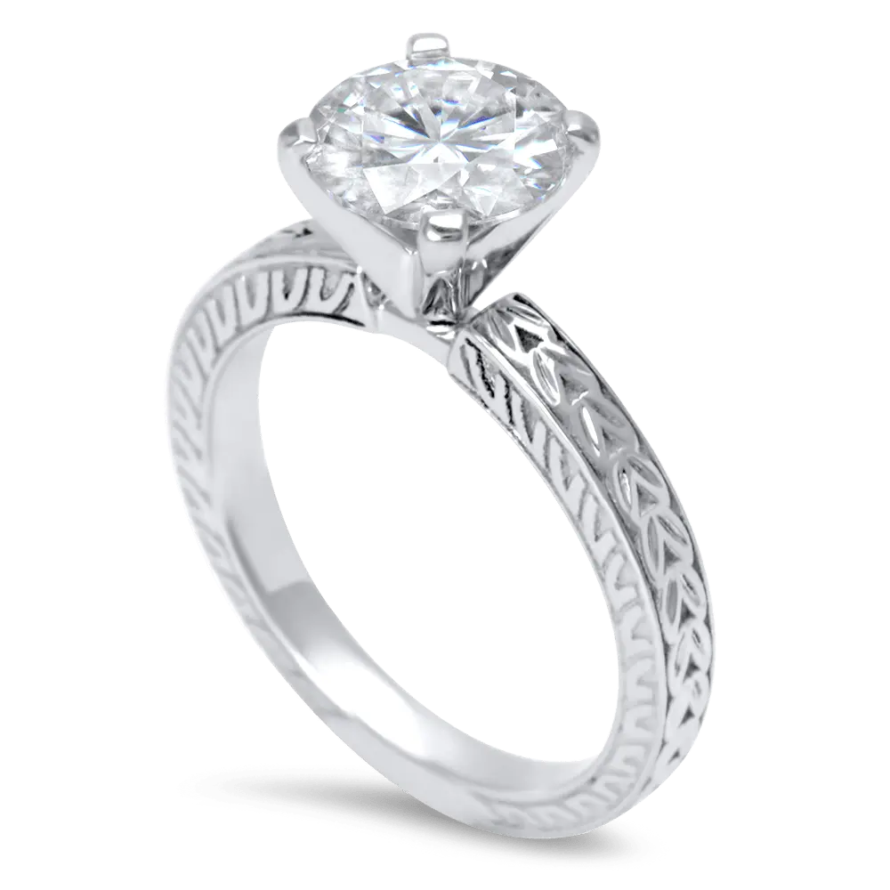 Hand Engraved Solitaire Ring