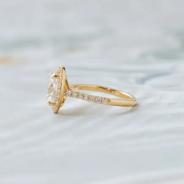Oval Halo Engagement Ring With Pavé