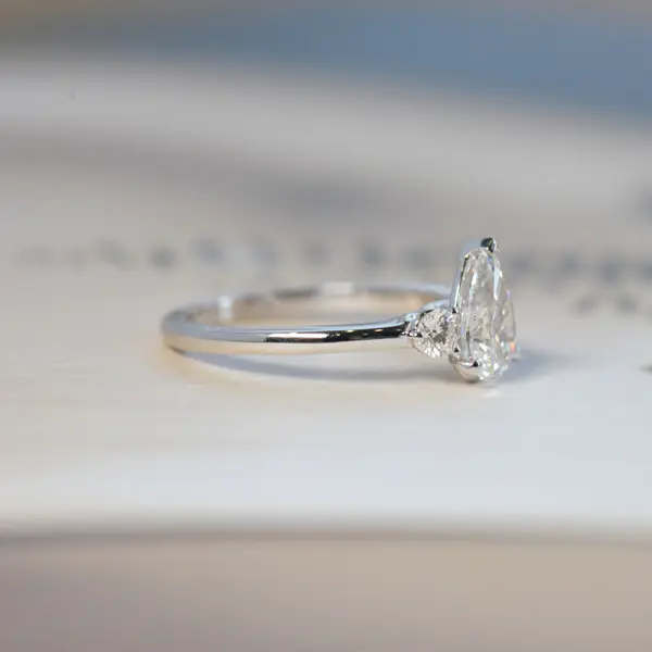 Pear And Round 3-Stone Engagement Ring-side