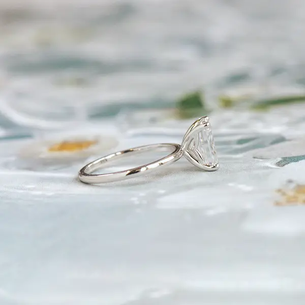 Moissanite Emerald Engagement Ring-side