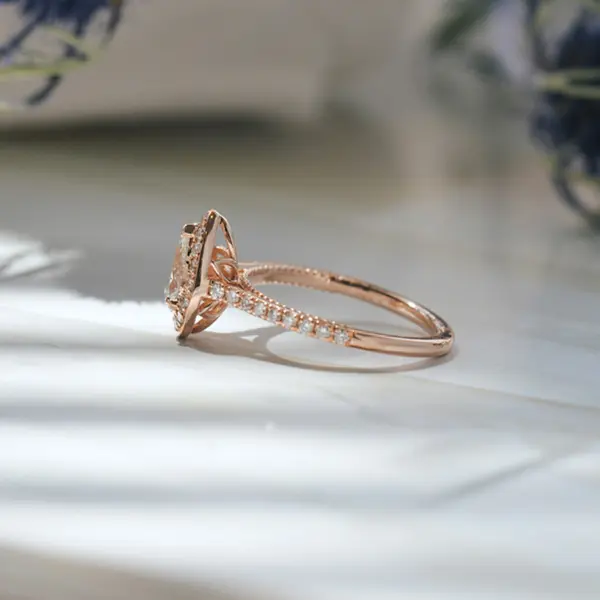 Halo Pear Engagement Ring-side