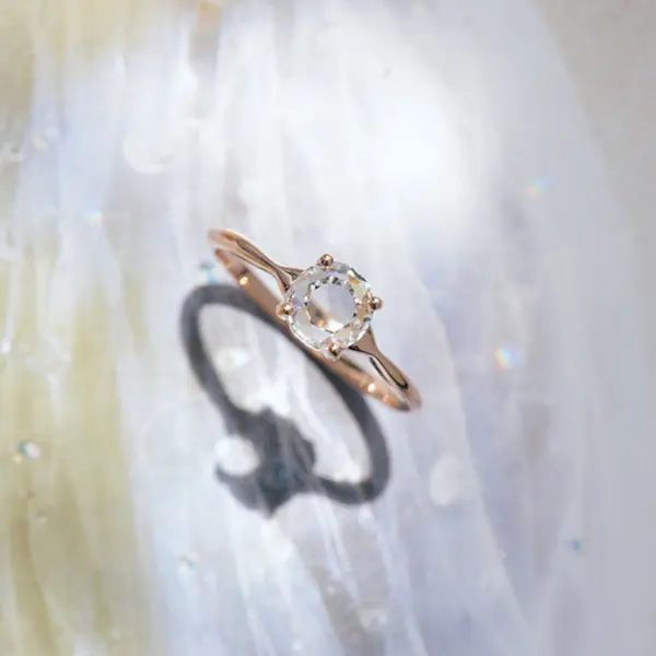Rose Cut Round Engagement Ring-side