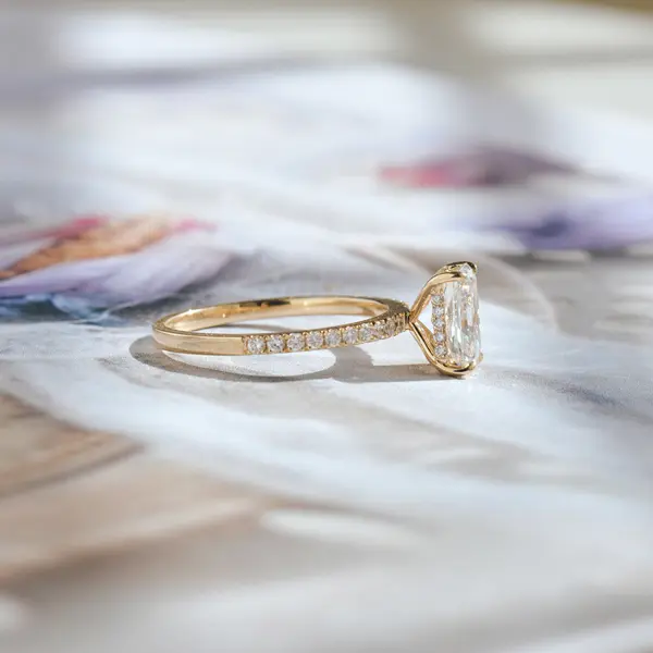 Hidden Halo Radiant Engagement Ring-side