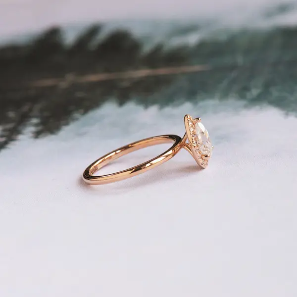 Classic Pear Engagement Ring With Halo -side