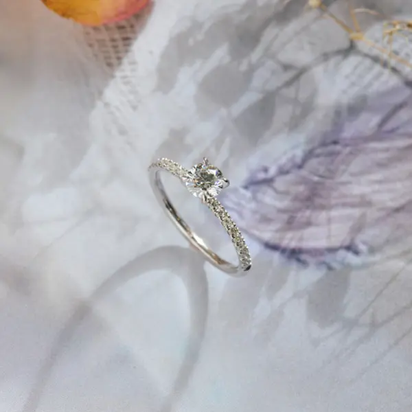 Classic 4-Prong Round Engagement Ring With Pavé-side