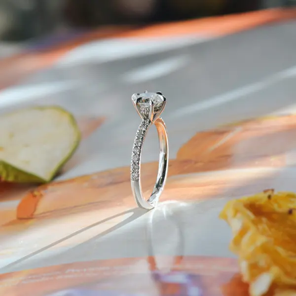 Fine Tip Round Engagement Ring-side