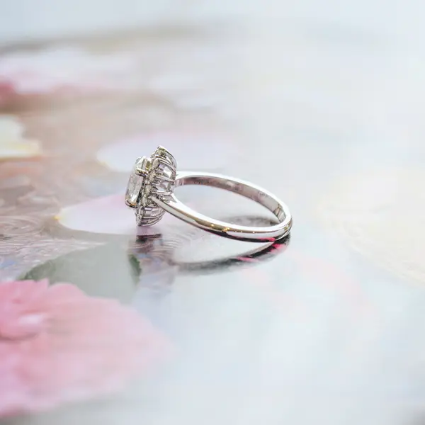 Star Halo Oval Engagement Ring-side