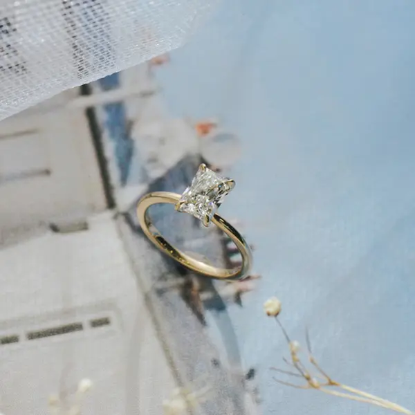 Radiant Classic Solitaire Engagement Ring-side