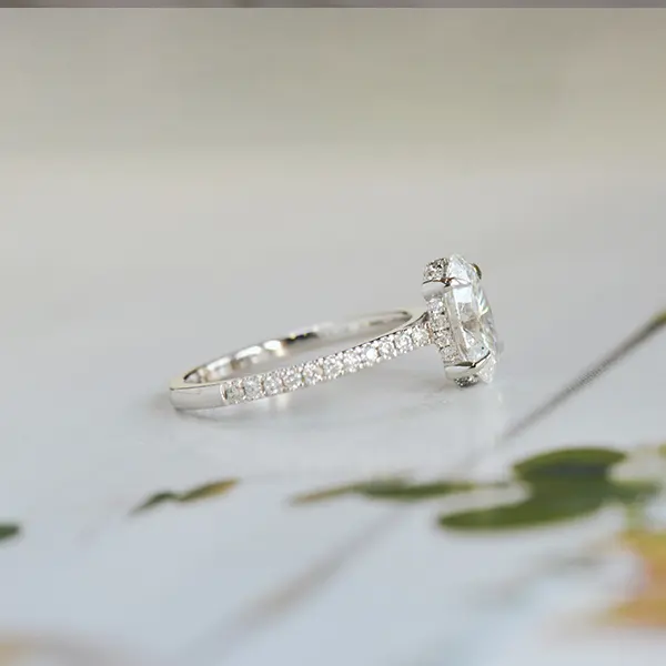 Oval Engagement Hidden Halo Pavé-side
