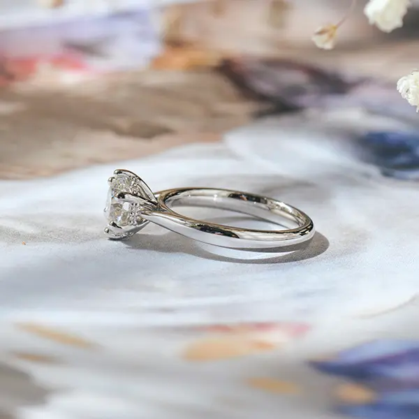 Round Engagement Ring  Hidden Halo With 6-Prong-side