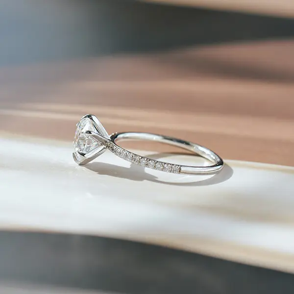 Round 6-Prong Pavé Engagement Ring-side