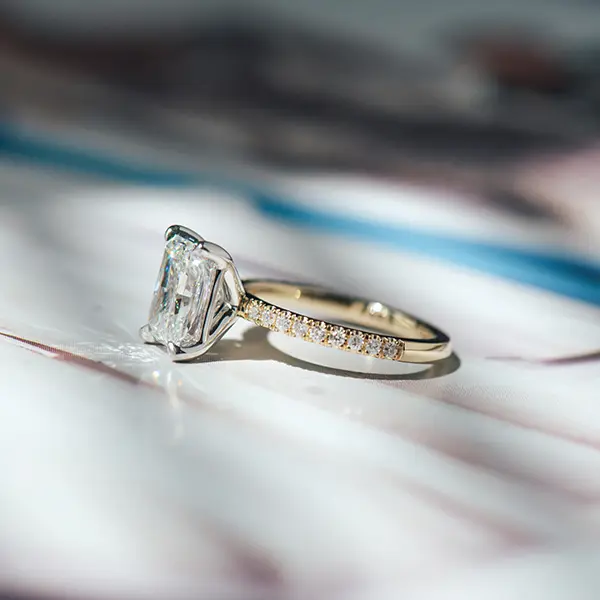 Radiant Cut Two-Tone Engagement Ring -side