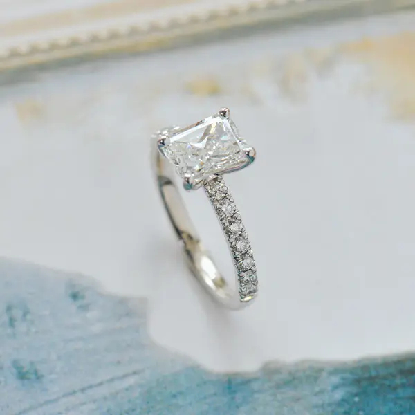 Radiant Round Prong Pave Engagement Ring-side