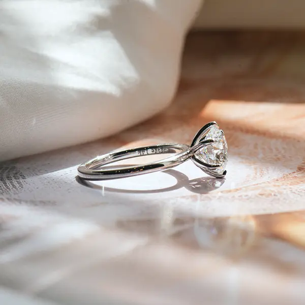 Round Solitaire Engagement Ring With 6-Prong -side