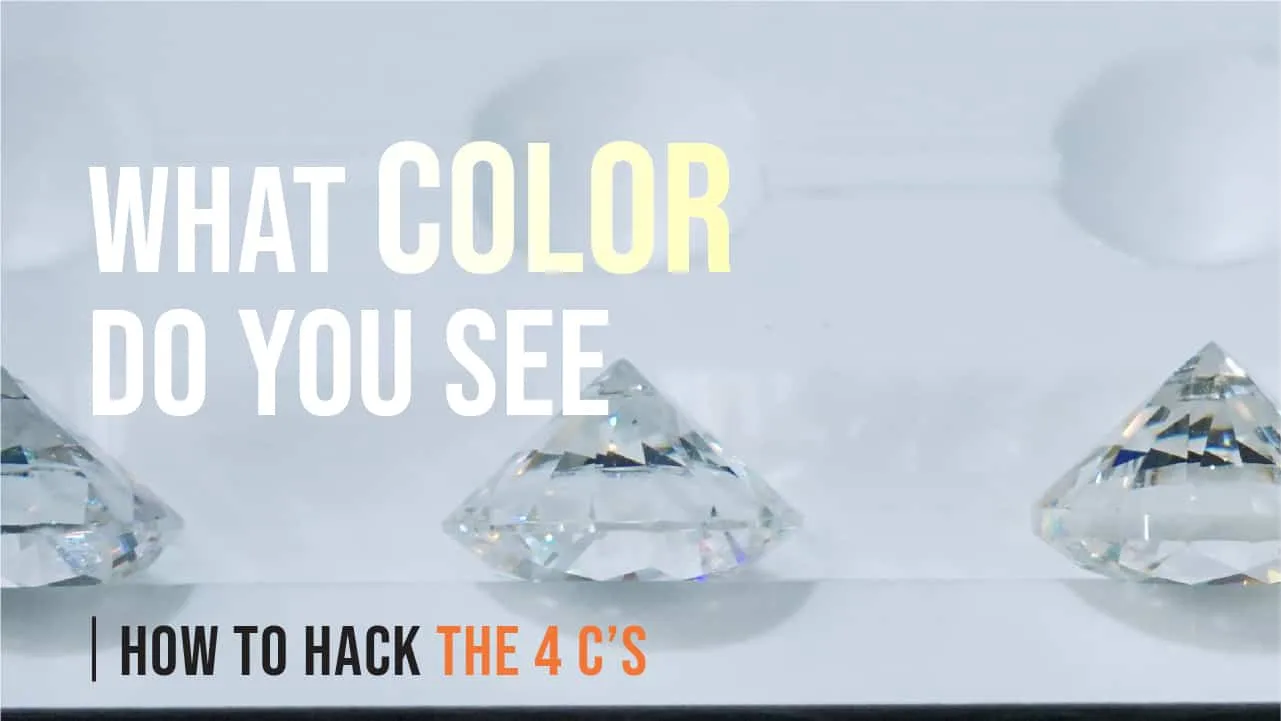 Video poster: What color do you see, loose diamonds resting upside down on a pale blue surface