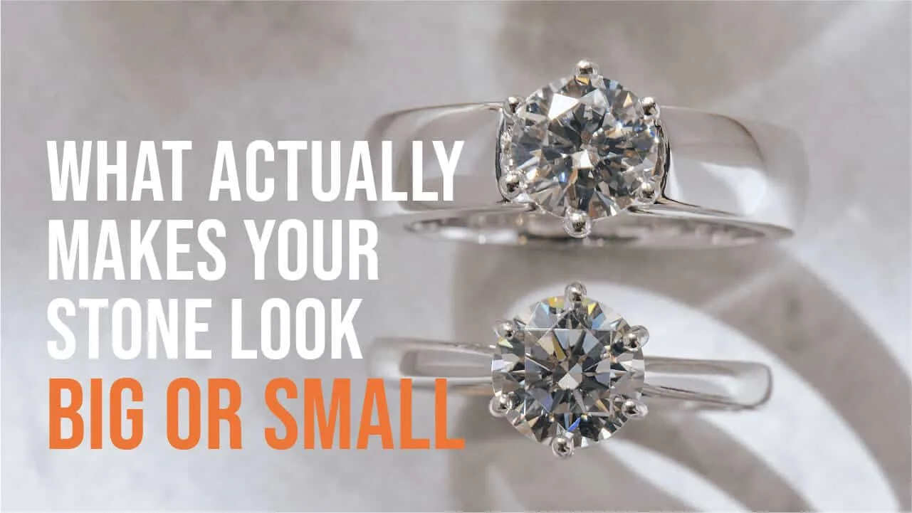 Video poster: What actually makes your stone look big or small, two round diamond solitaire rings side by side