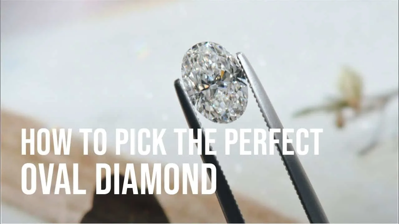 Video poster: How to pick the perfect oval diamond, an oval diamond held in tweezers