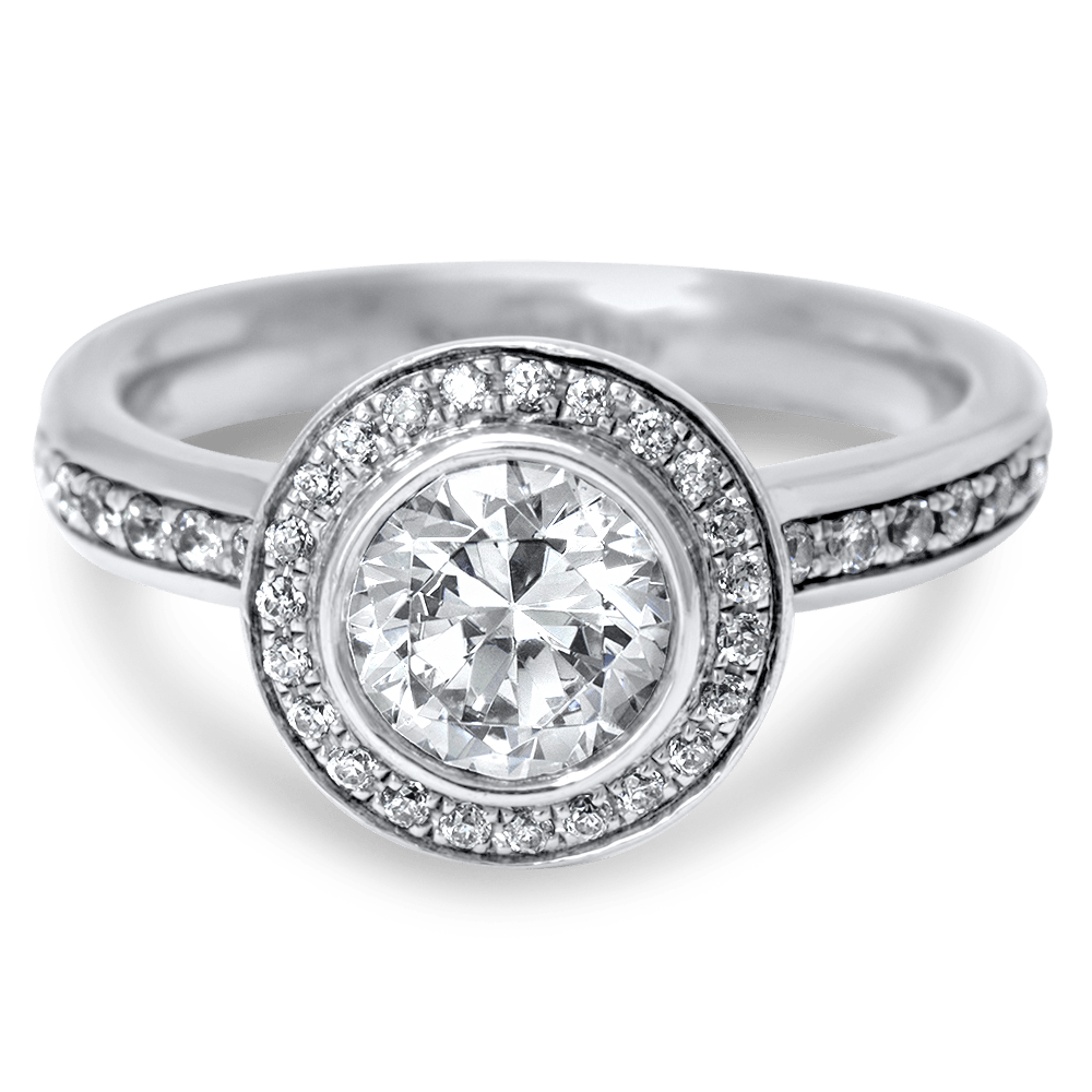 BezelSet Halo Engagement Ring Engagestudio