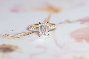 Emerald cut engagement ring